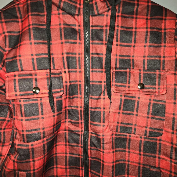 🆕Plaid Full Zip Hooded Heavyweight Jacket w/ Fleece/Sherpa Lining - Men's Small - Picture 3 of 9
